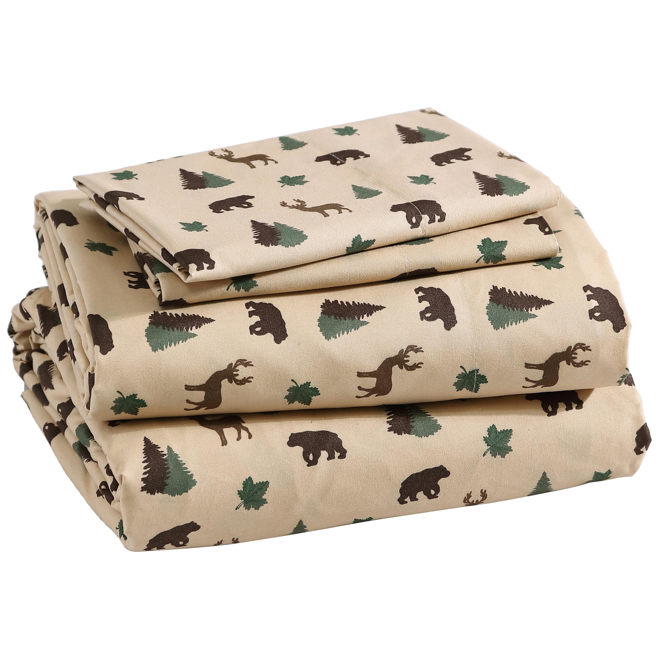 Beatrice Home Fashions folded set front view showing rustic cabin print and easy styling benefit