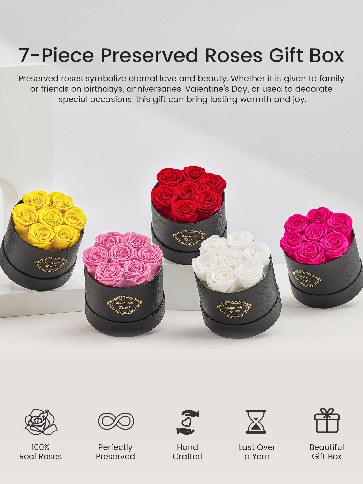 Beaulasting Roses on bedside table lifestyle display adding long-lasting romantic accent