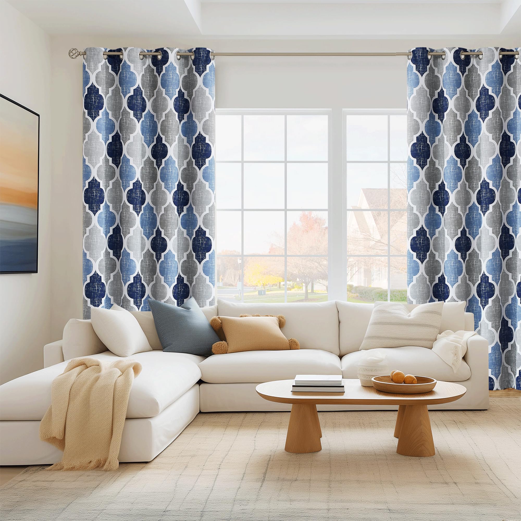 Beauoop curtains next to ruler for size scale and accurate fit guidance