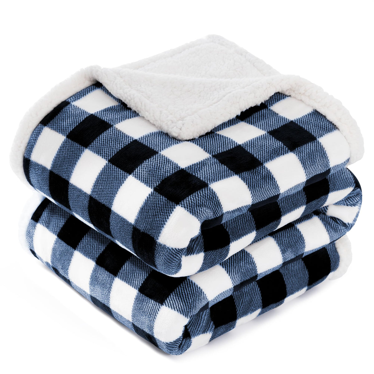 BEAUTEX front view of folded twin blanket showing buffalo plaid and cozy appeal