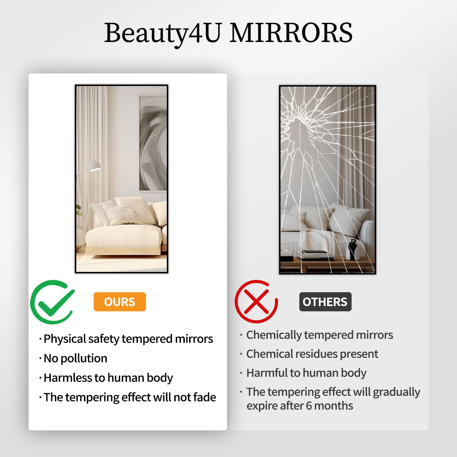 Beauty4U mirror in bedroom showing outfit-check benefit and space-enhancing effect