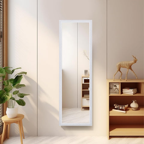 Beauty4U front view of white baroque mirror showing elegant full-length reflection and style