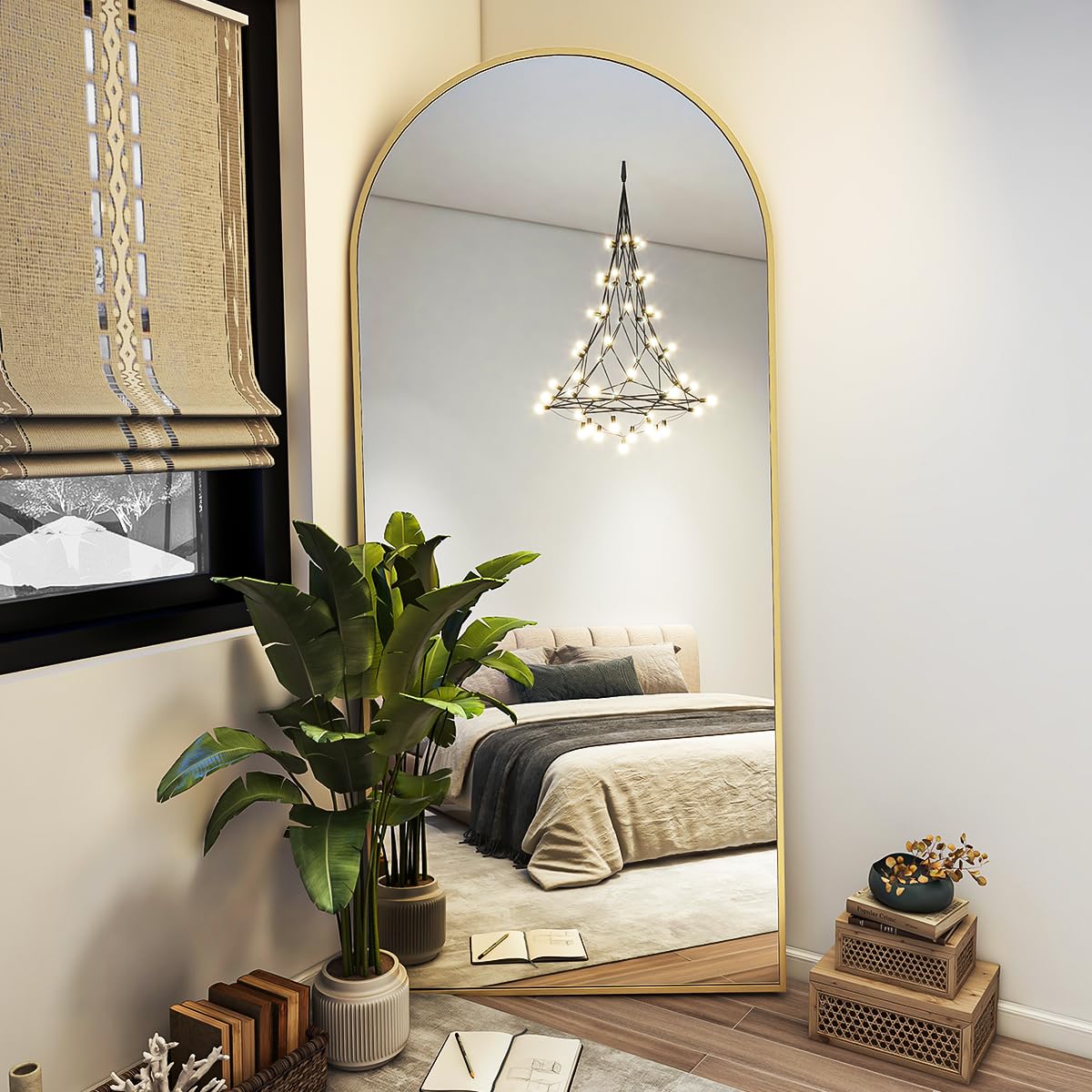 BEAUTYPEAK front view full-length mirror showing elegant arch and clear reflection