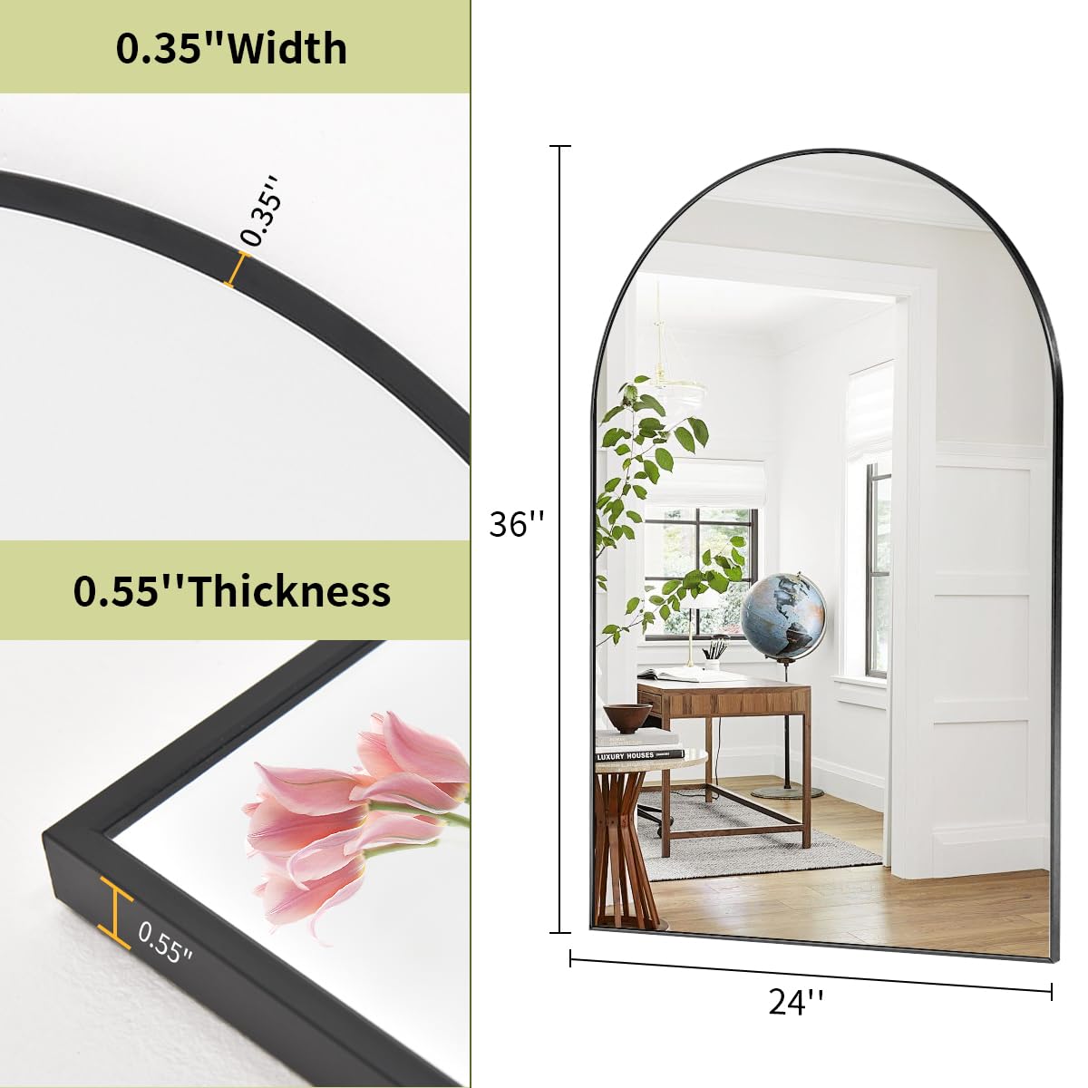 BEAUTYPEAK mirror mounted above vanity demonstrating brightness and visual space benefit