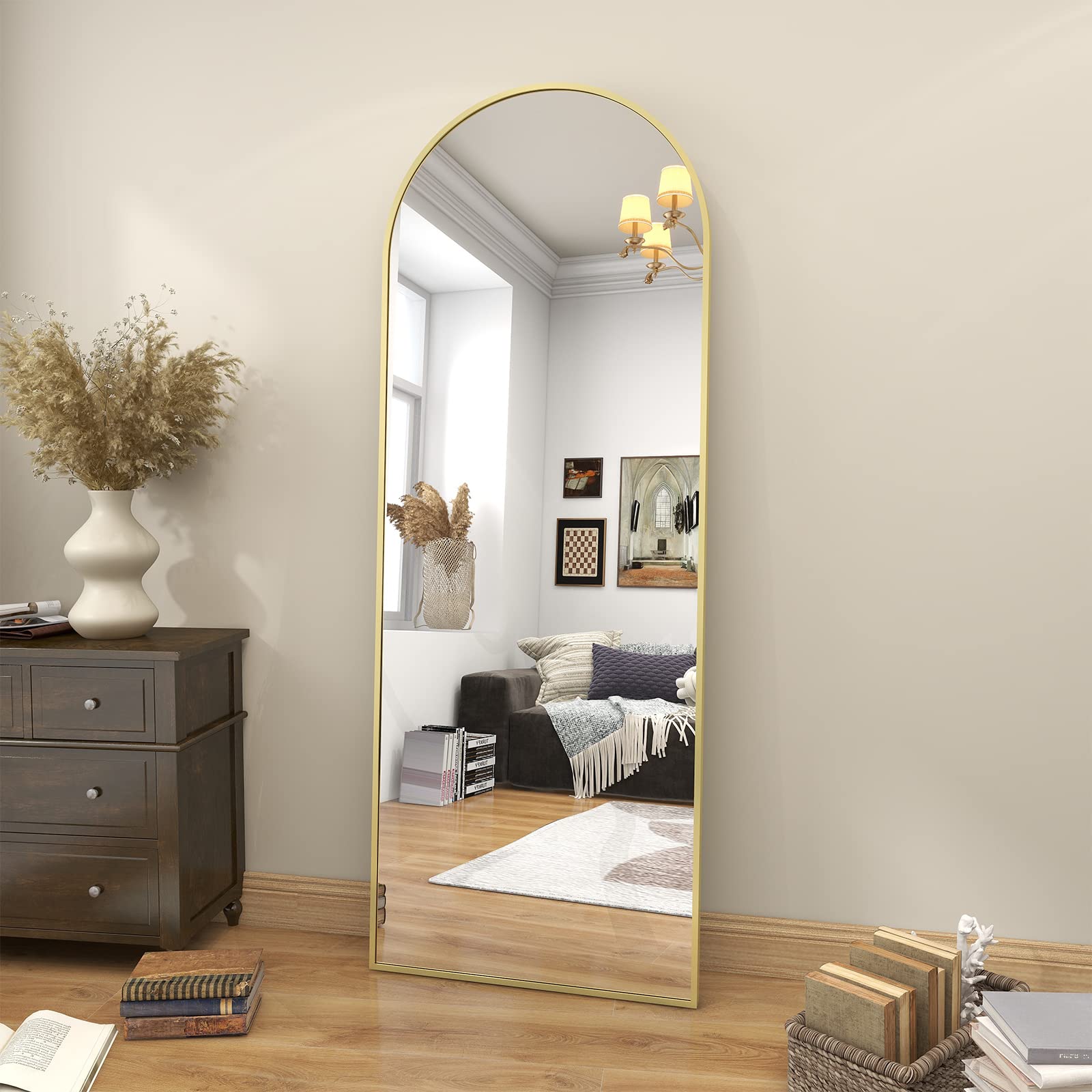 BEAUTYPEAK arched full-length mirror front view shows full-body benefit