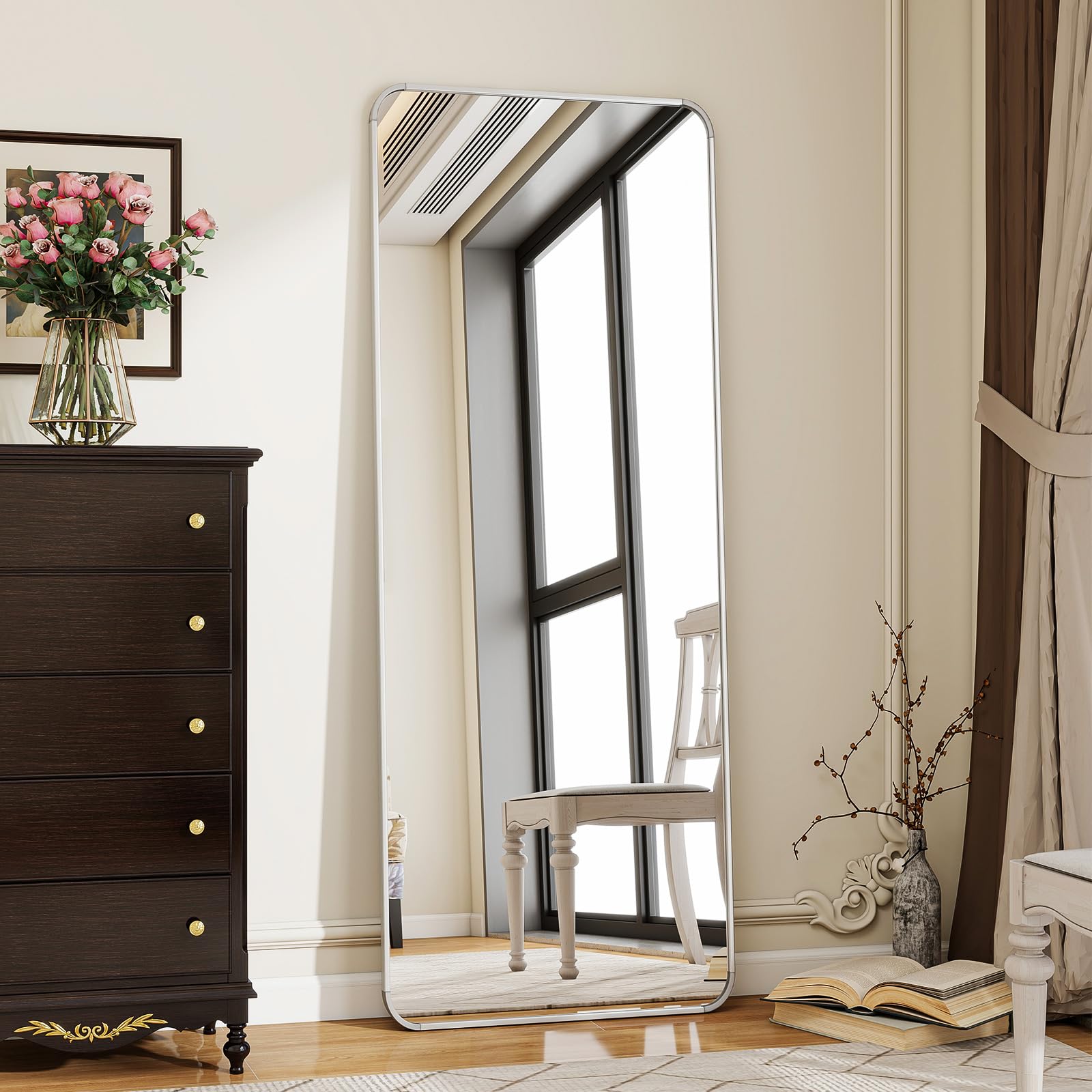 BEAUTYPEAK front view showing silver full-length mirror and clean reflection benefit