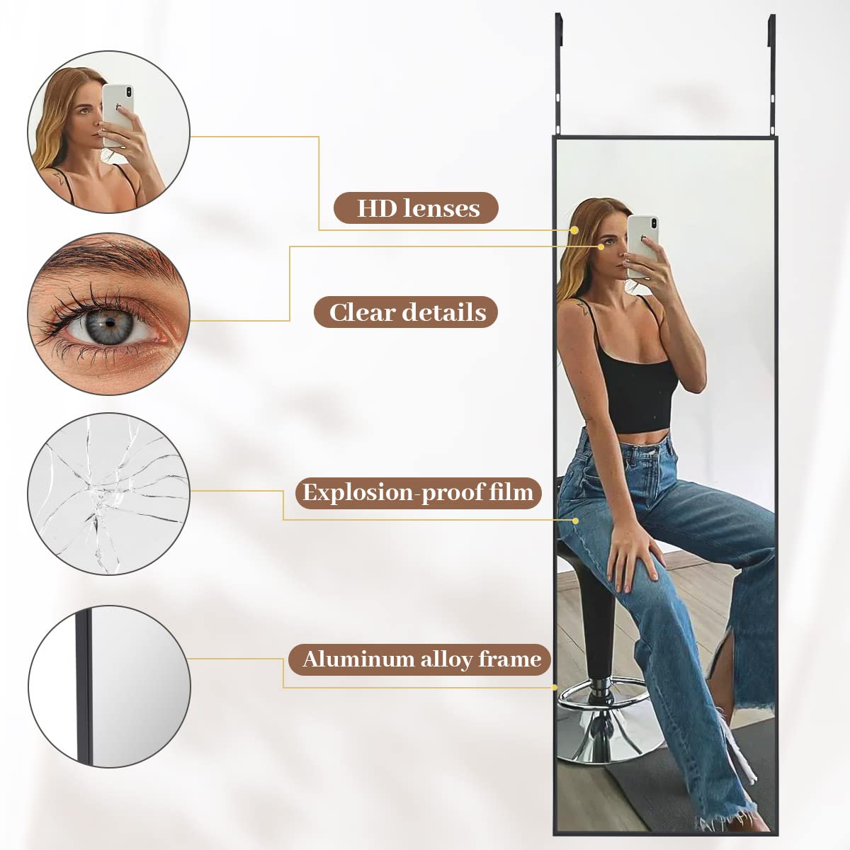 BEAUTYPEAK glass surface detail illustrating distortion-free reflection benefit