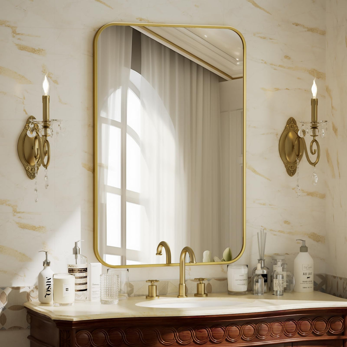 BEAUTYPEAK gold frame front view showing elegant finish and clear reflection
