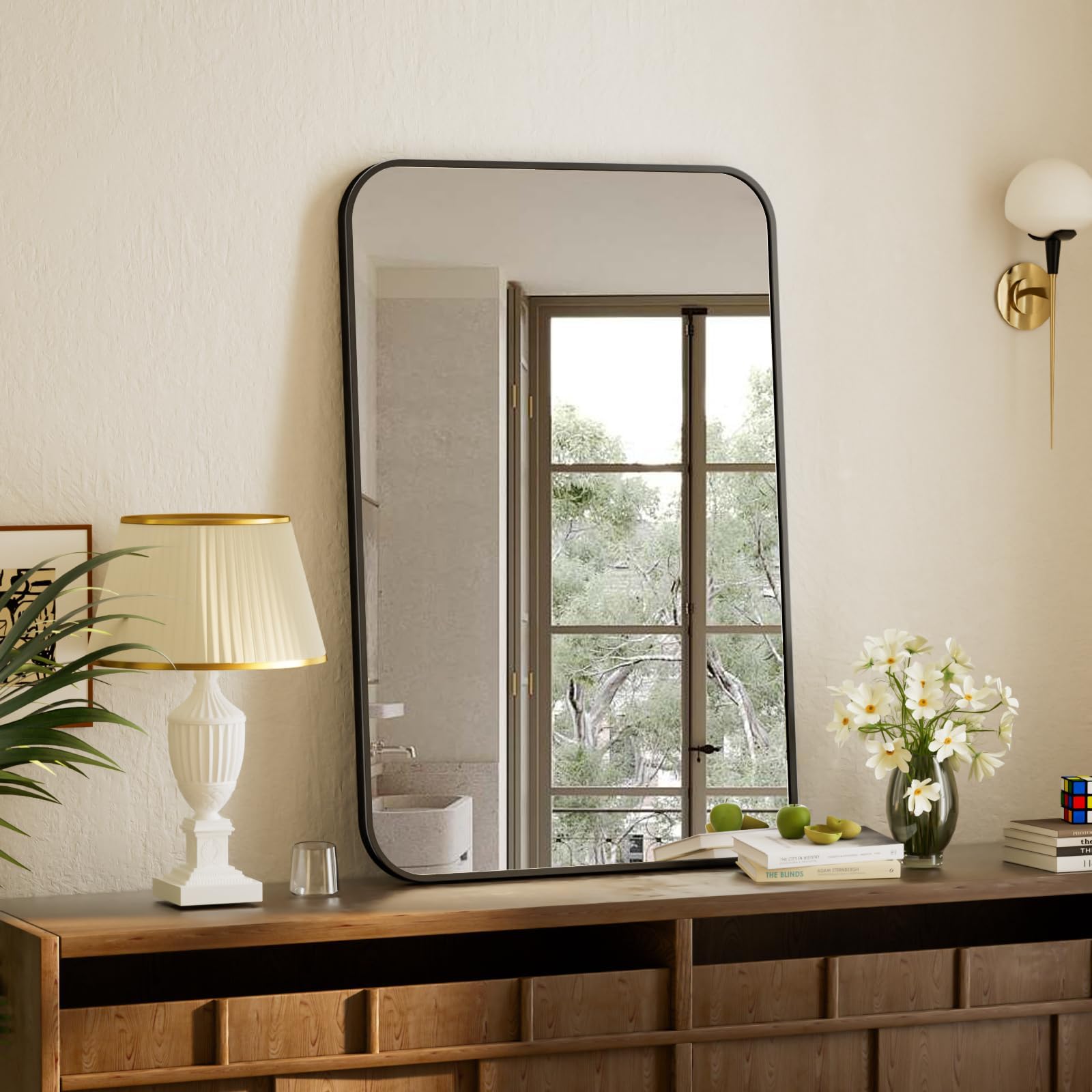 BEAUTYPEAK mirror beside sink to show scale and full viewing area benefit