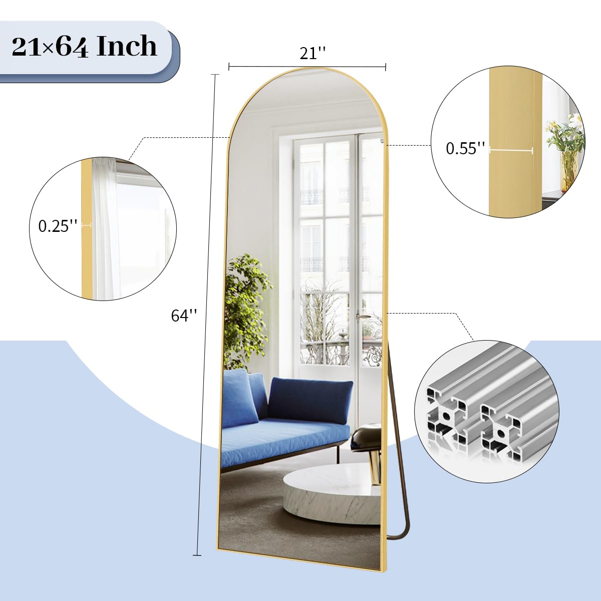 BEAUTYPEAK mirror next to person shows scale and outfit-check convenience
