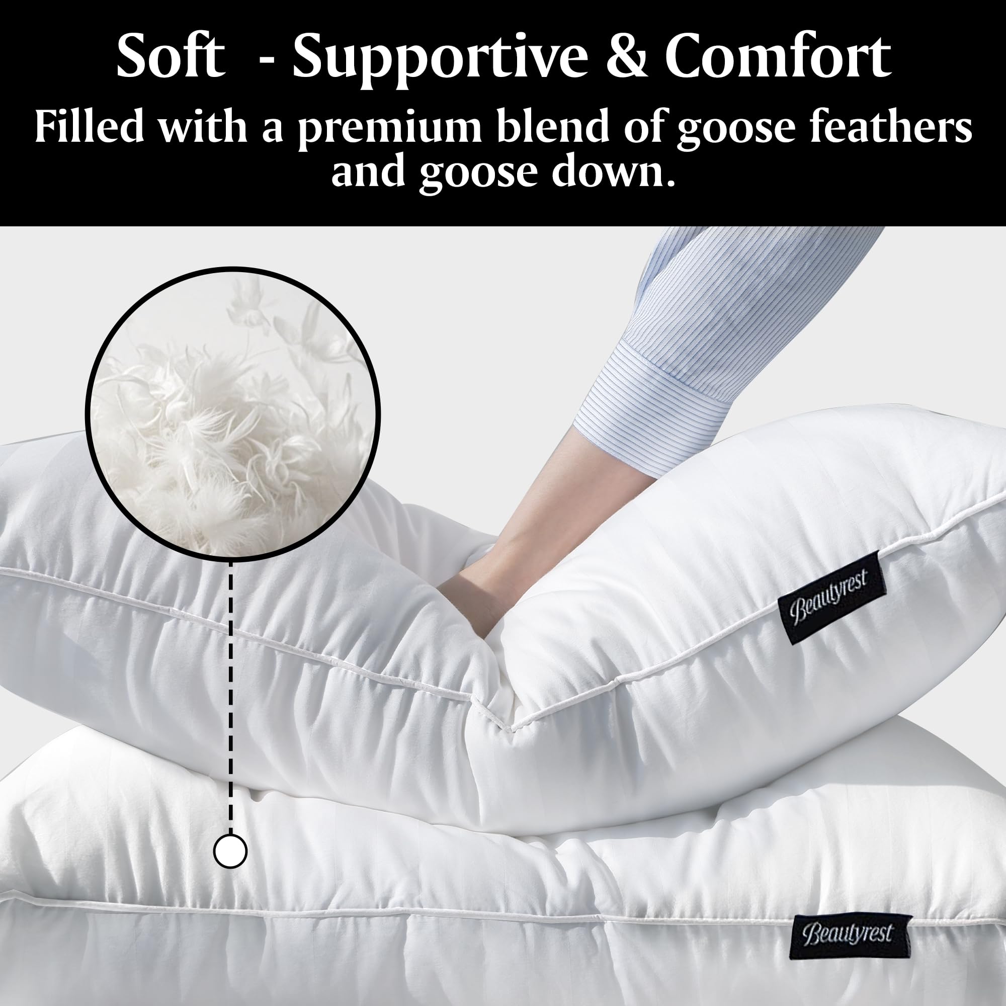 Beautyrest close-up of 500 thread count cotton cover for cool soft feel