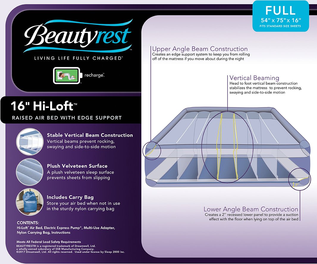 Beautyrest deflated and packed in nylon bag for easy transport