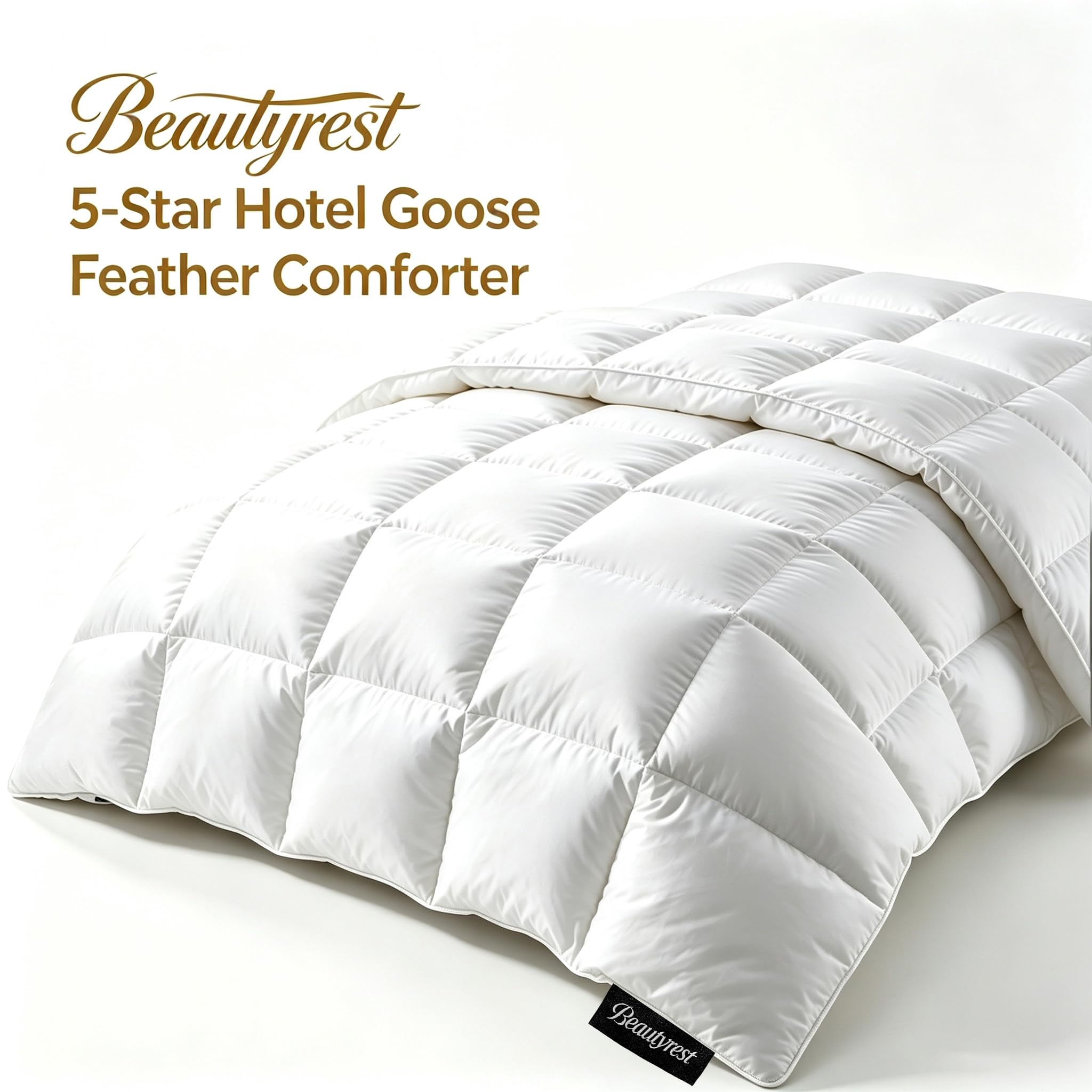 Beautyrest comforter on styled king bed showing even fill and inviting comfort