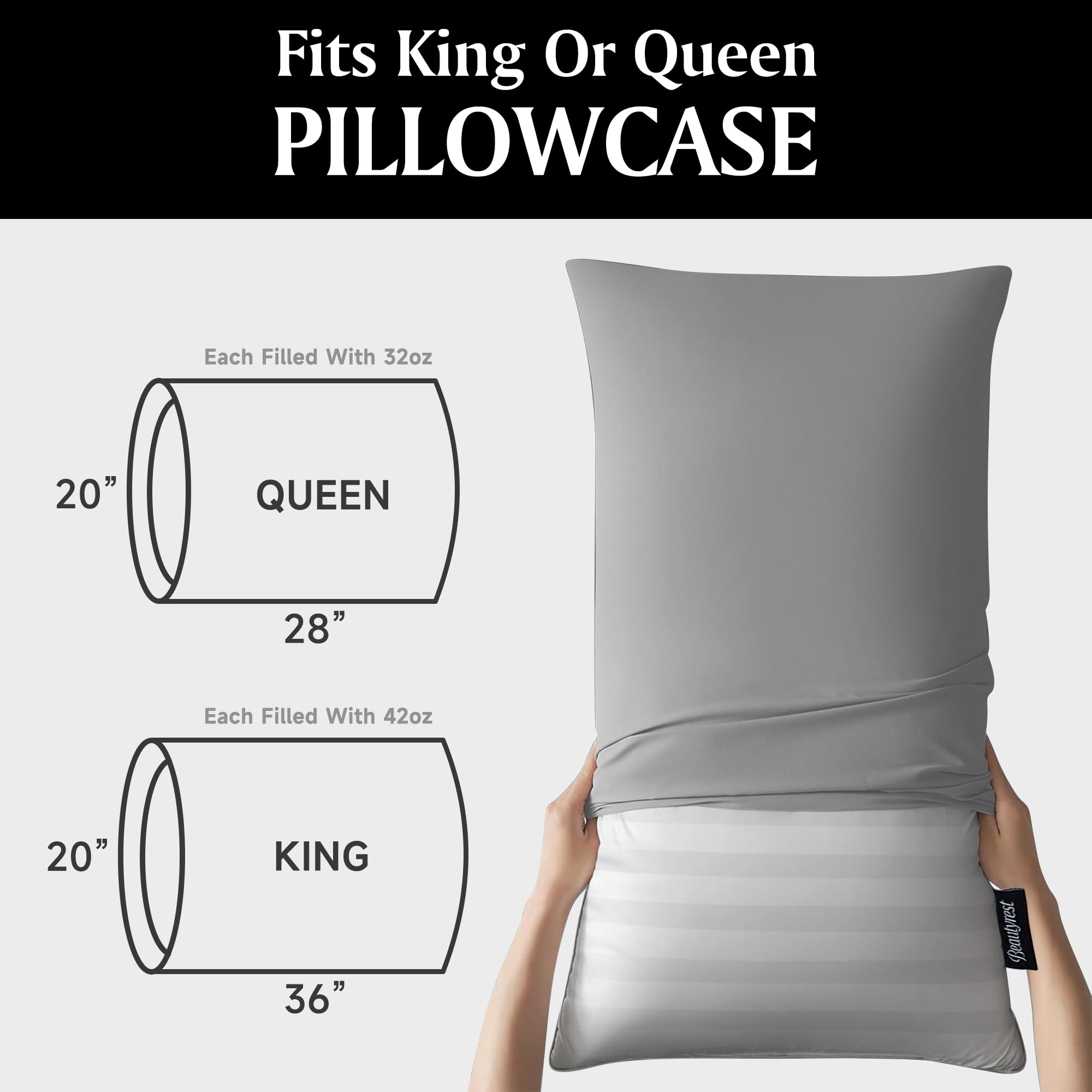 Beautyrest label and damask stripe detail highlighting durable stitching and elegance