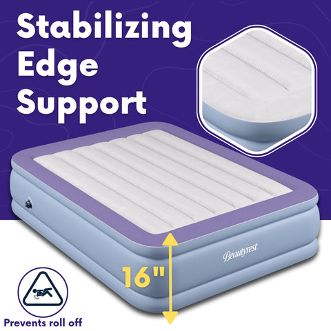 Beautyrest size comparison next to chair demonstrating 16-inch height