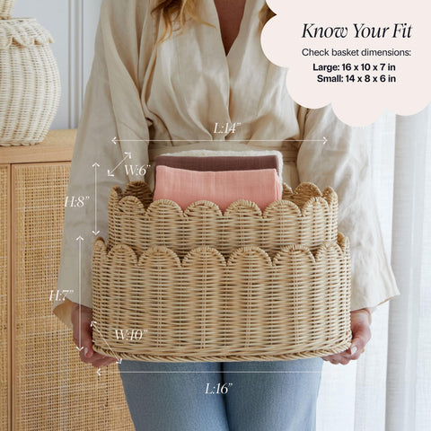 BEBE BASK large basket styled on a nursery shelf showing organized storage