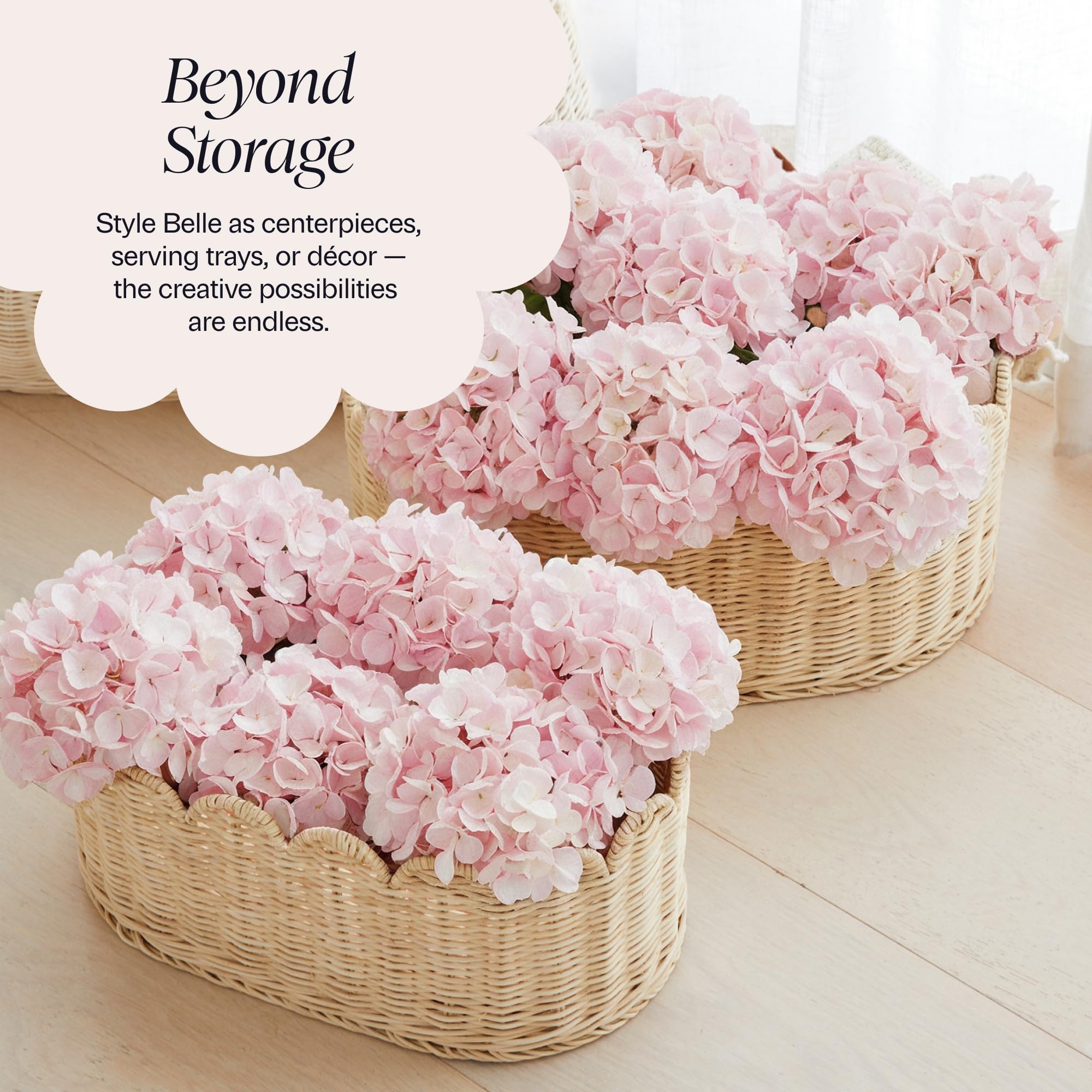 BEBE BASK nesting baskets together showing compact storage and gifting appeal