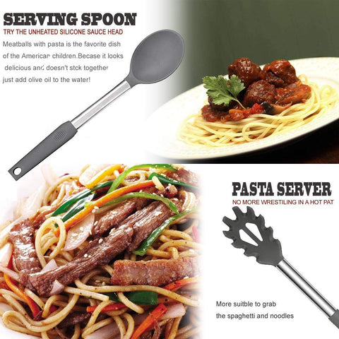 BECBOLDF utensils hanging on kitchen hooks showing space-saving and quick-access benefit