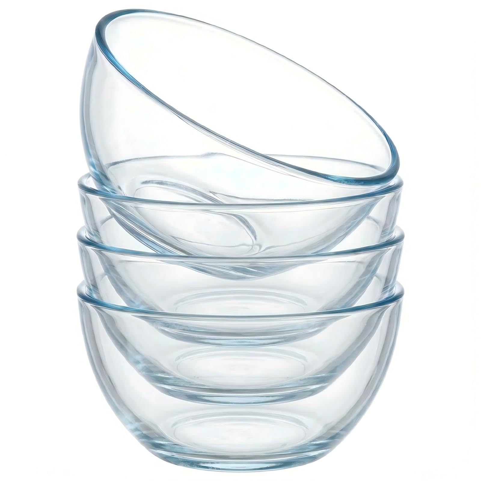 BECFISH front view of four glass bowls set showing clear packaging and contents benefit