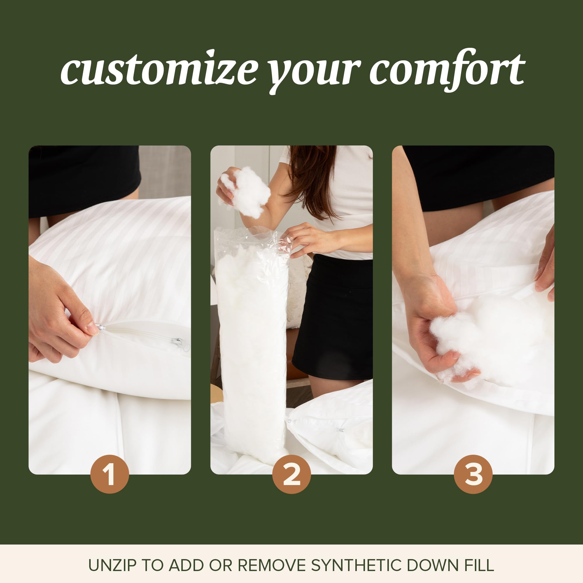 Beckham Hotel Collection fill detail illustrating plush down alternative for supportive loft