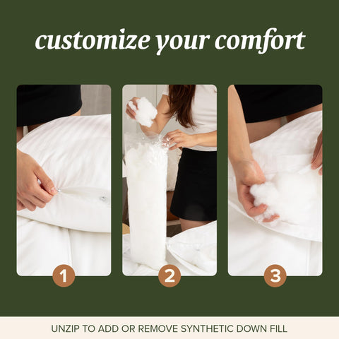Beckham Hotel Collection fill detail illustrating plush down alternative for supportive loft