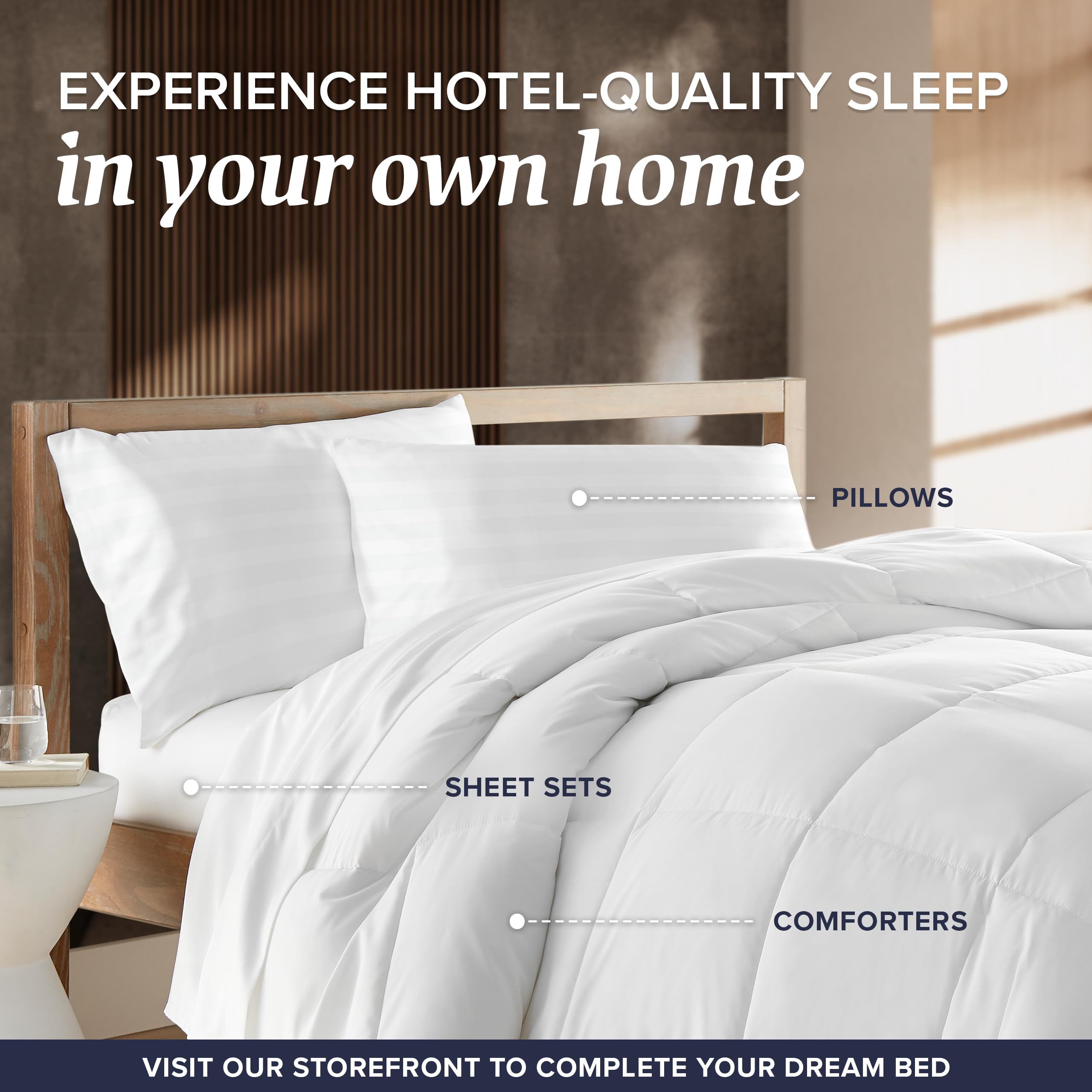 Beckham Hotel Collection freshly washed and fluffed pillows showing durable loft retention