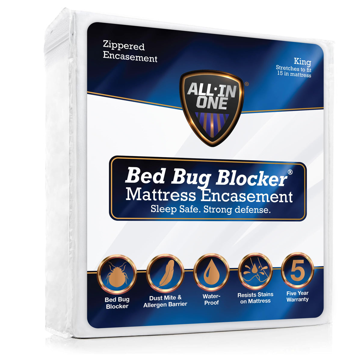 Bed Bug Blocker front packaging showing King encasement protectant