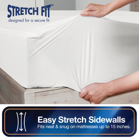 Bed Bug Blocker stretch sidewall fitting a deep mattress, ensuring snug coverage