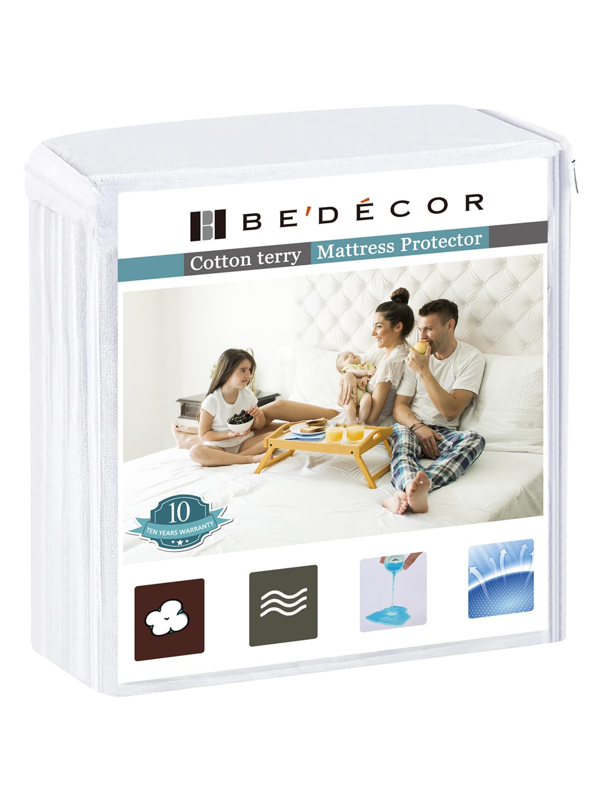 Bedecor front view of king protector showing clean fit and protection