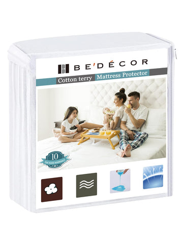 Bedecor front view of king protector showing clean fit and protection