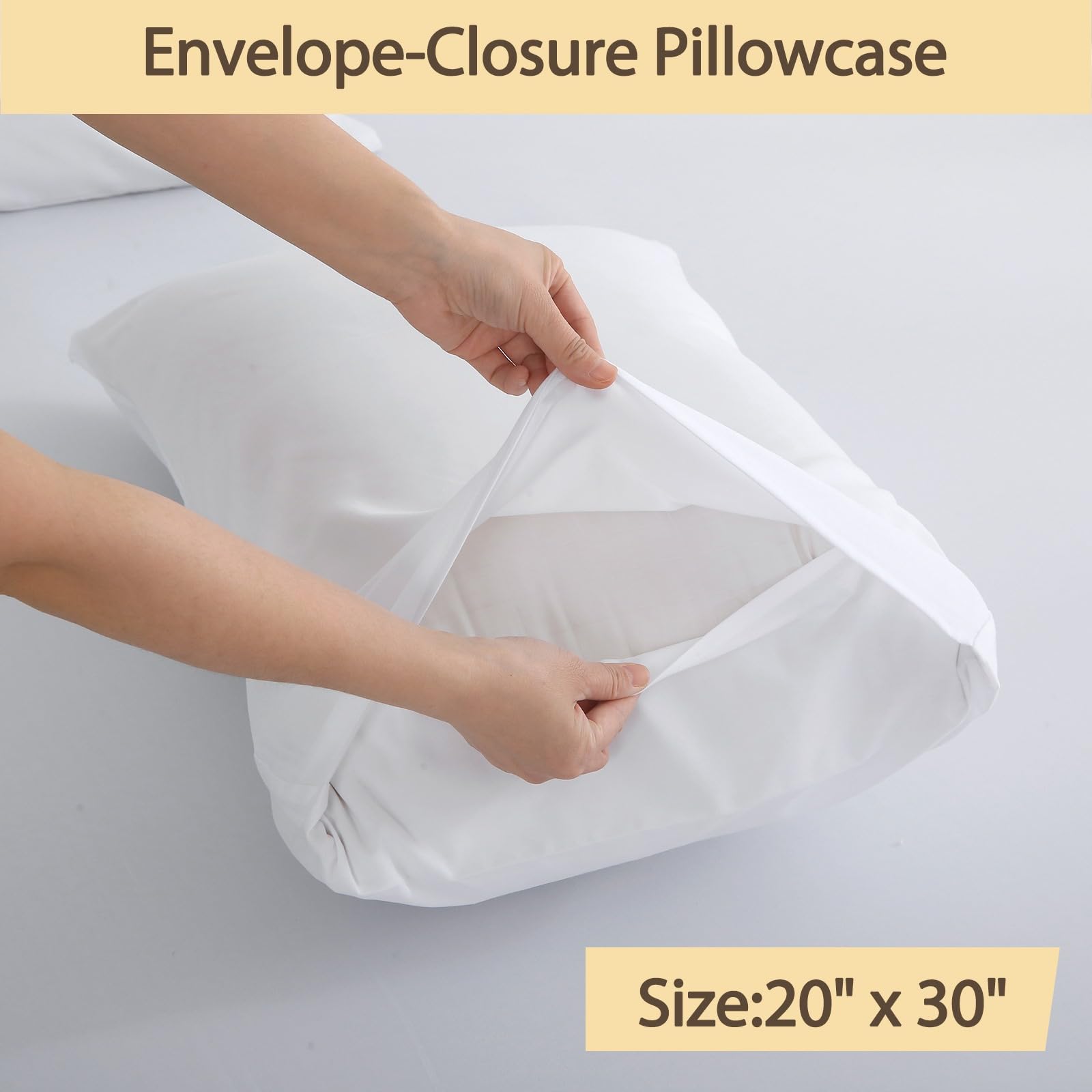 Bedecor pillowcase and flat sheet on bed in room, showing guest-ready look benefit