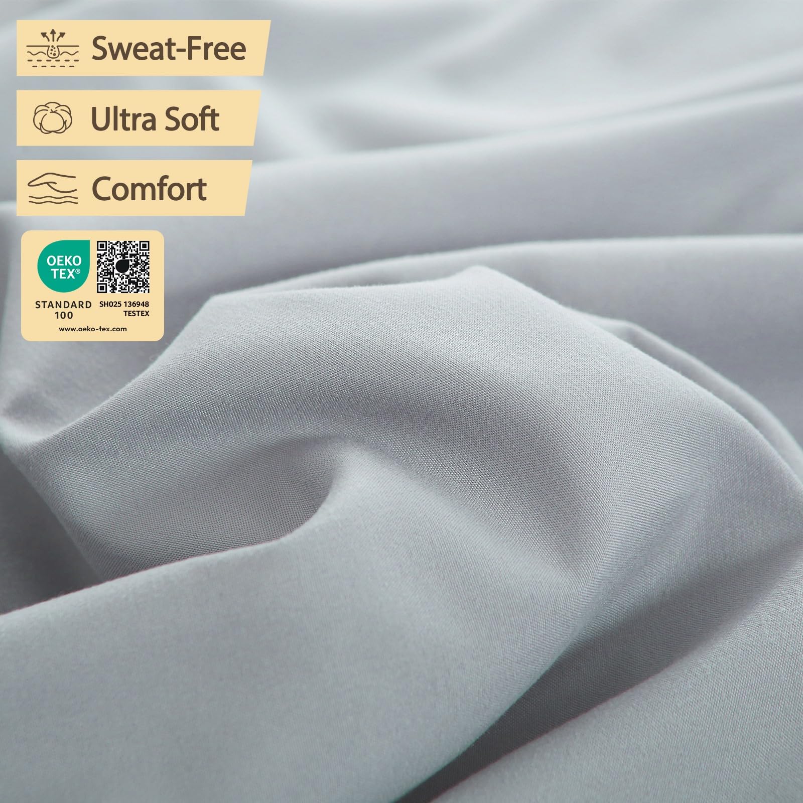 Bedecor gray sheets on an air mattress inside an RV showing tidy appearance and comfort