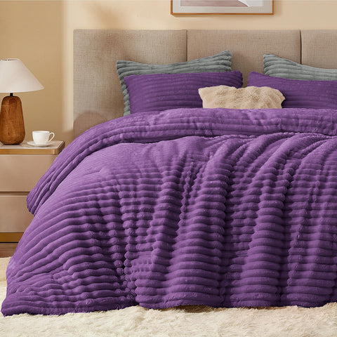 BEDELITE comforter front view showing plush purple warmth and inviting look