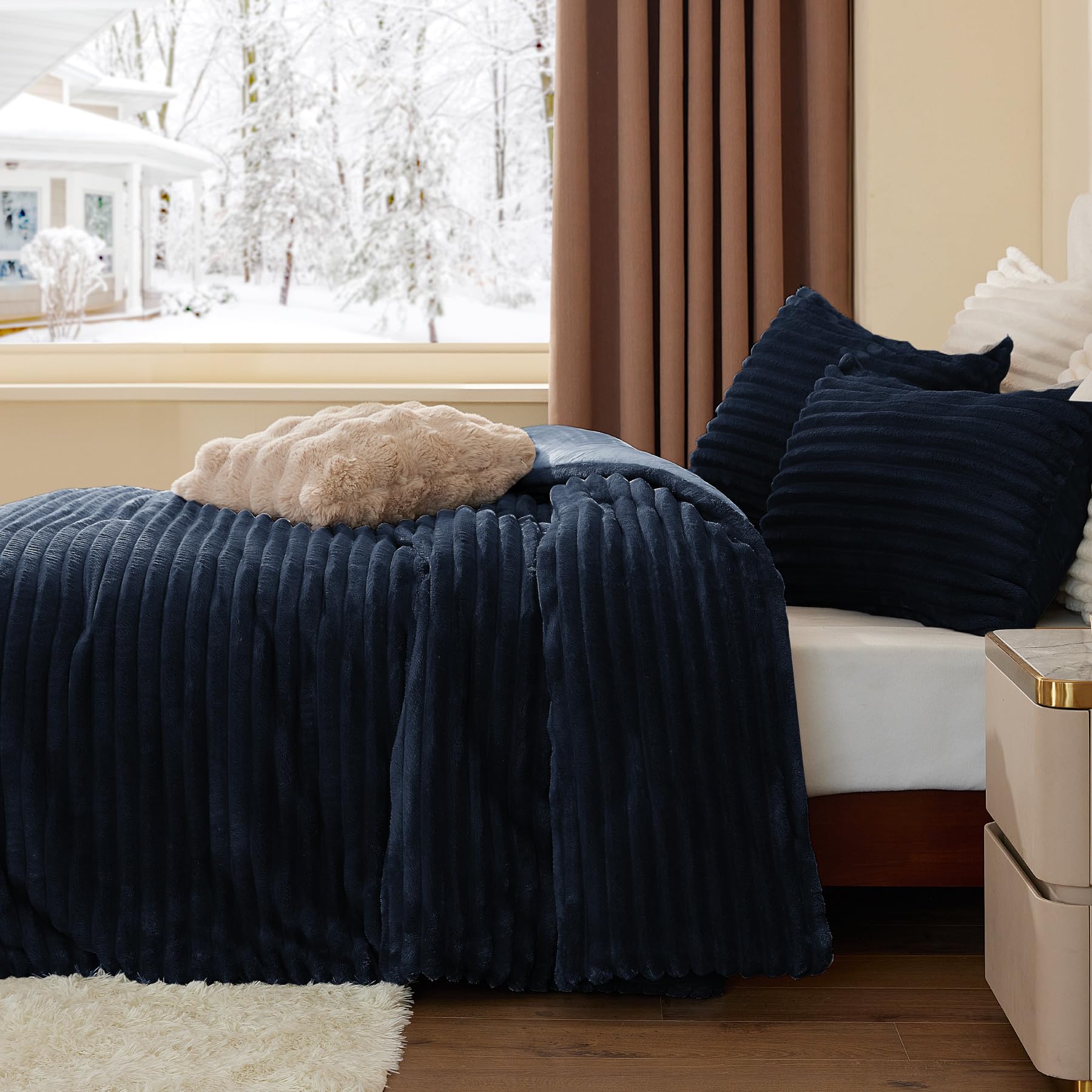 BEDELITE comforter styled on a bed in a bedroom setting for inviting ambiance