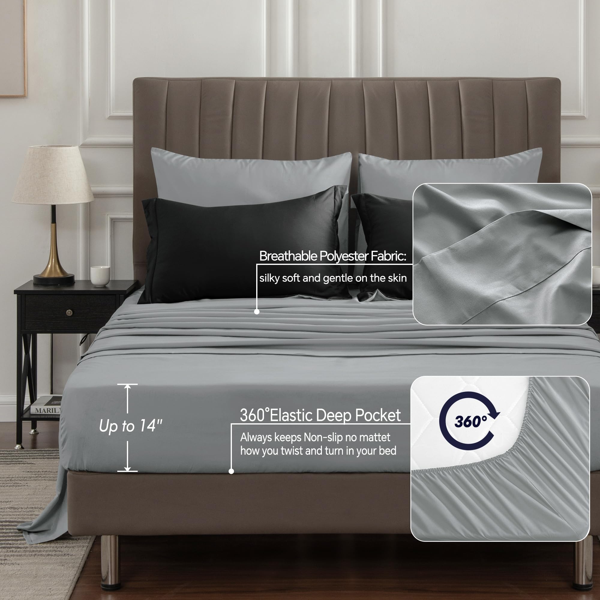 BEDELITE reversible comforter close-up showing alternate side and quick styling change benefit