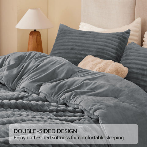 BEDELITE comforter on queen mattress demonstrating 88x88 size and full drape coverage