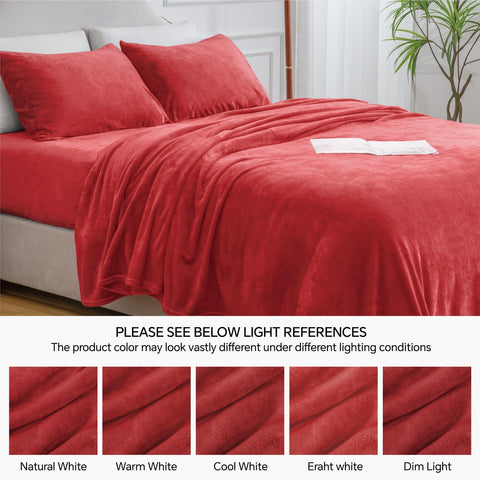 BEDELITE neatly folded red flannel set ready as a gift or storage solution