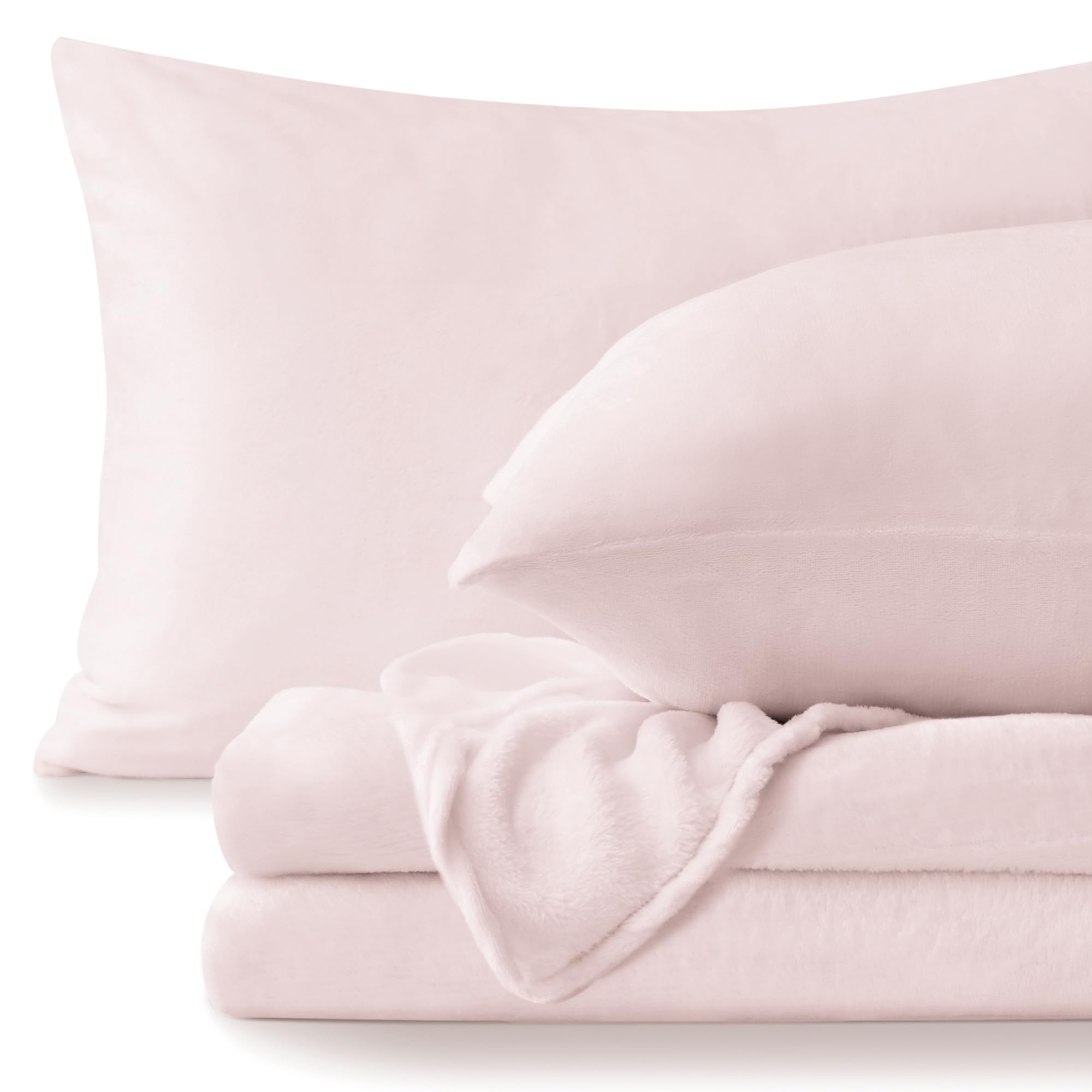 BEDELITE front view of pink queen sheet set showing color and packaging benefits