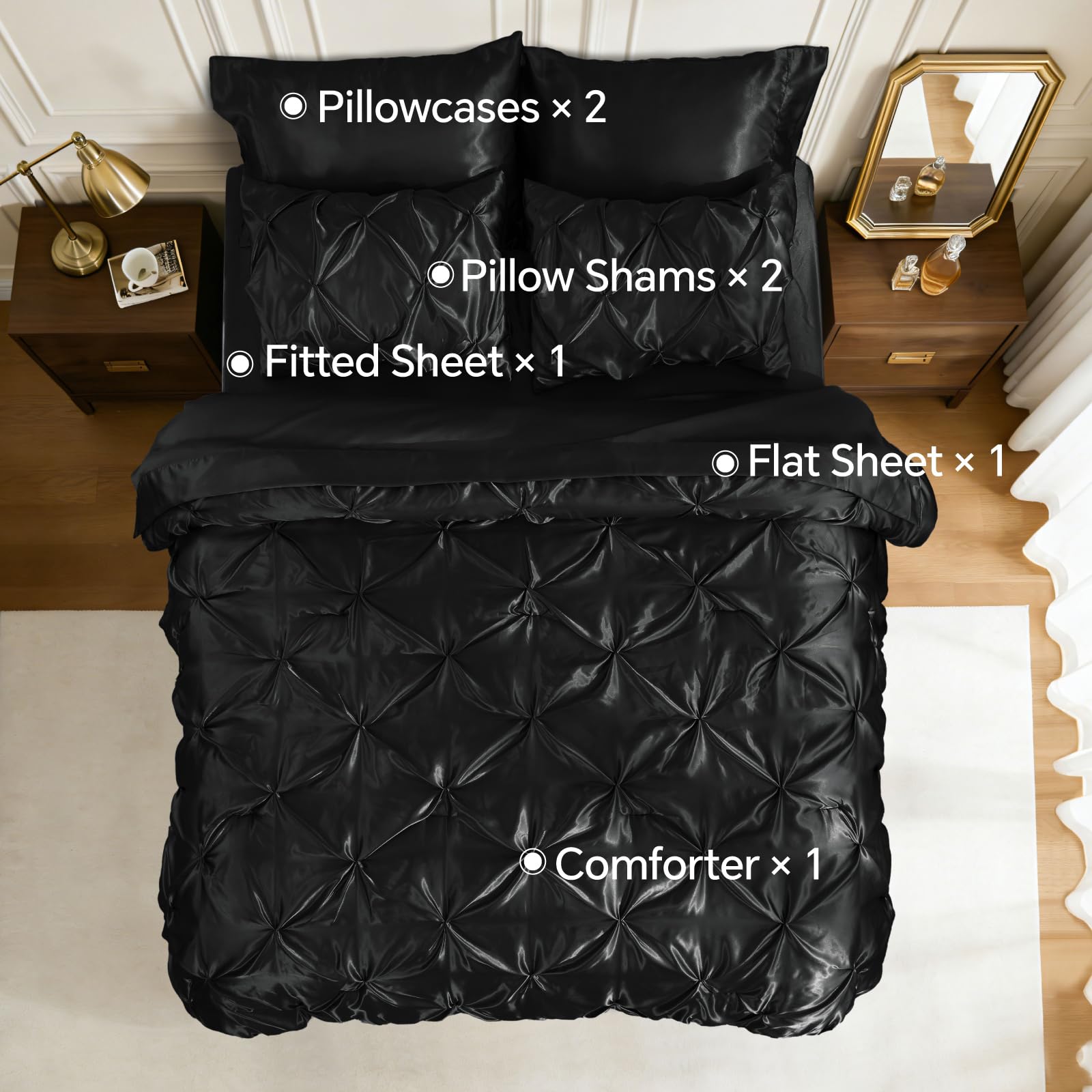 BEDELITE bedroom lifestyle shot displaying comforter set transforming decor