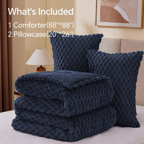 BEDELITE styled bedroom scene showing navy set creating a warm, inviting atmosphere