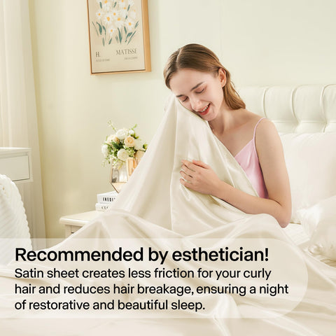 BEDELITE two satin pillowcases on pillows demonstrating hair-protecting surface