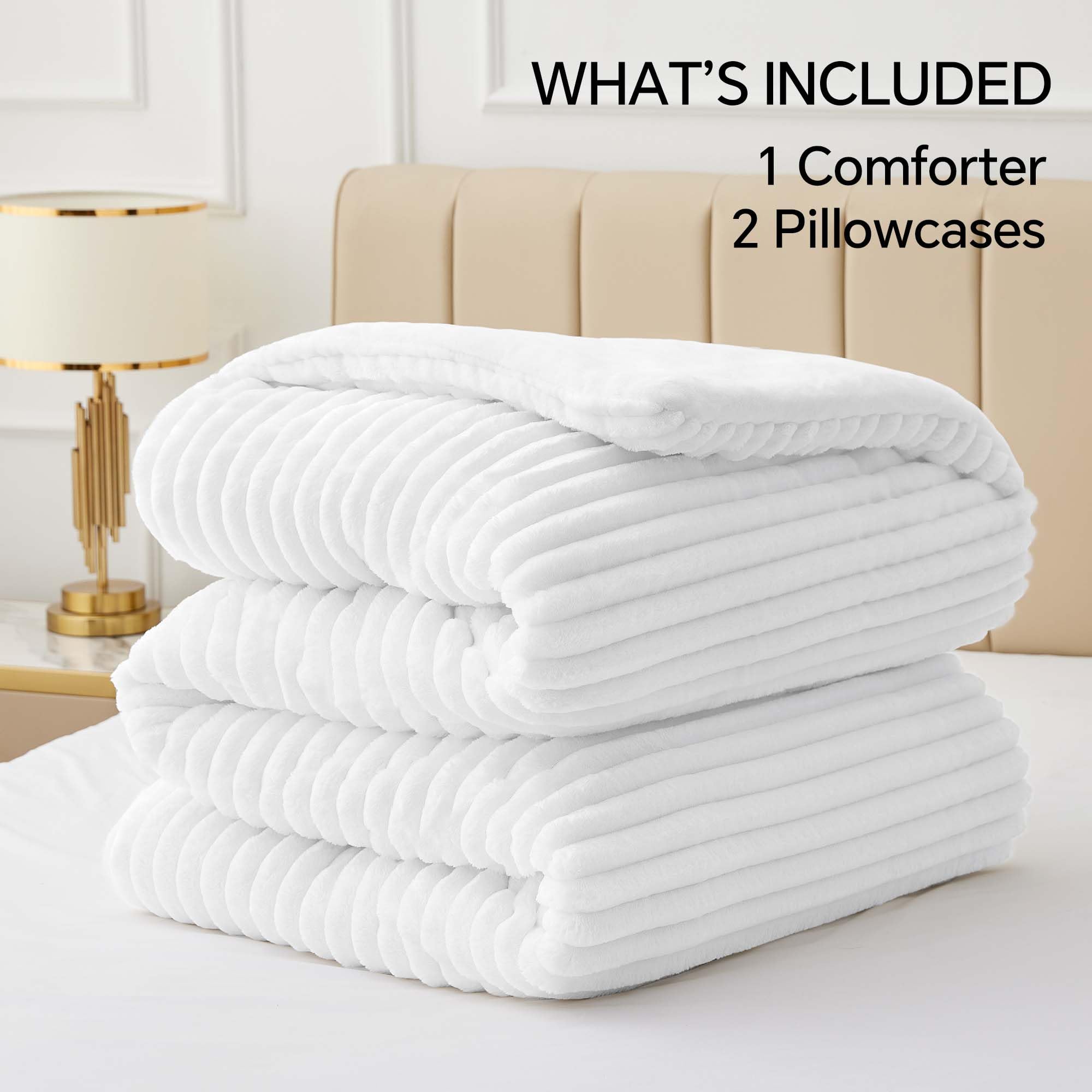 BEDELITE comforter on king bed showing coverage and scale for full drape