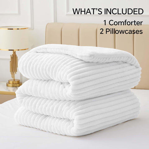 BEDELITE comforter on king bed showing coverage and scale for full drape