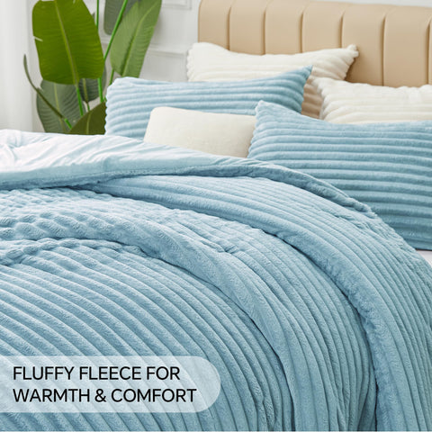BEDELITE styled bedroom set in light blue demonstrating how it elevates room decor