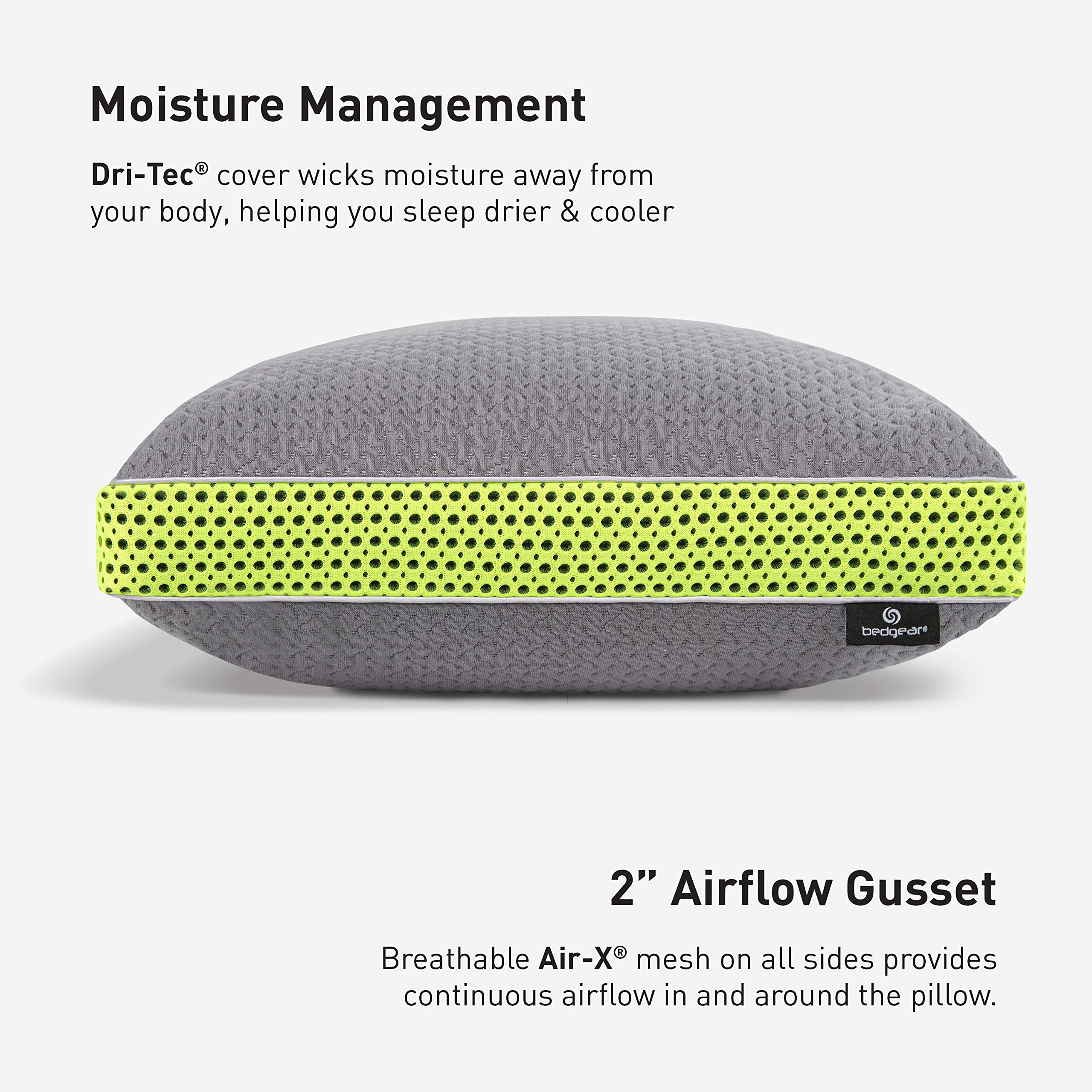 Bedgear pillow in use by a back sleeper demonstrating supportive alignment
