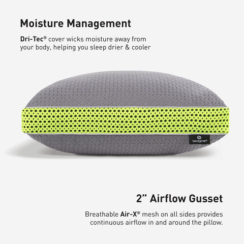 Bedgear pillow in use by a back sleeper demonstrating supportive alignment