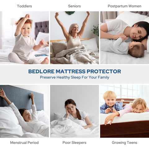 BEDLORE protector in washing machine illustrating easy machine care