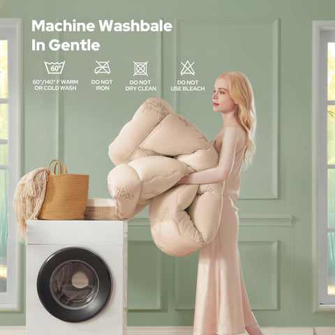 BEDLORE topper in washing machine showing easy-care convenience
