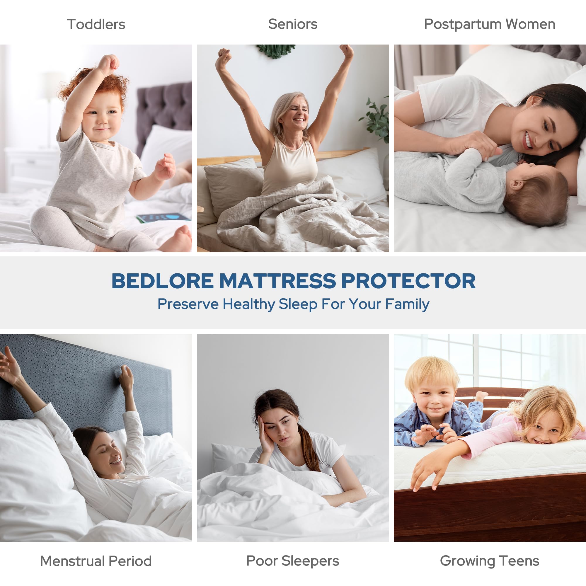 BEDLORE protector beside ruler showing deep-pocket fit and scale