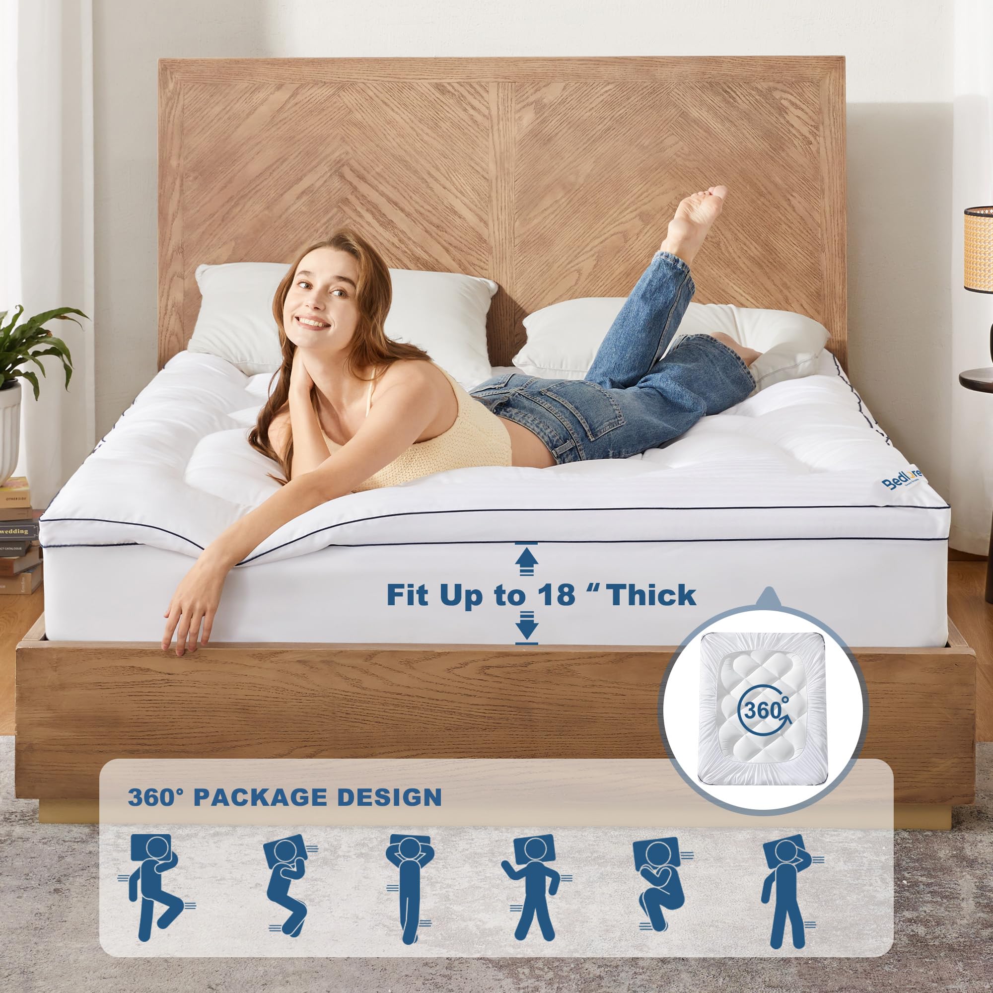 BEDLORE side profile showing thickness and cushioning for improved sleep comfort